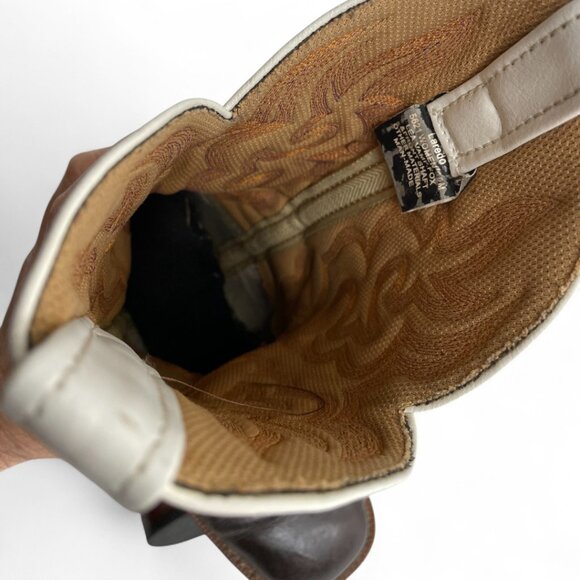 Laredo White Brown Square Toe Leather Western Cowboy Cowgirl Boots Women's 8 M - Picture 9 of 13